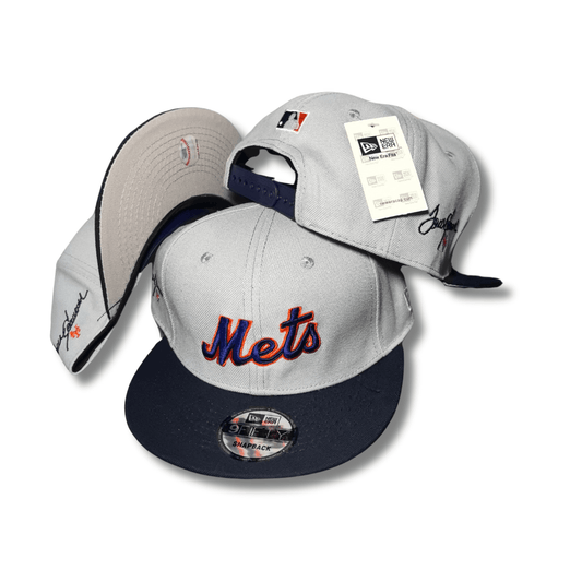 Stone New York Mets Light Navy Blue Visor Gray Bottom 50th Anniversary Side Patch 9Fifty – Snapback Cap