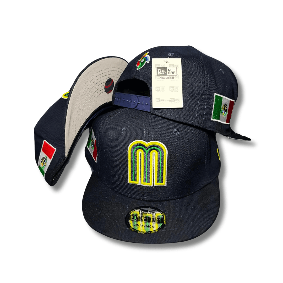 Mexico National Baseball Team New Era 9Fifty with Flag Patches  Navy Blue – Snapback Cap