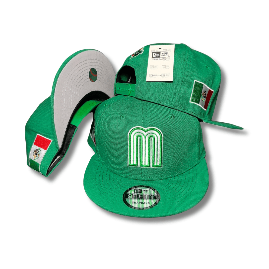 Mexico National Baseball Team Green with Flag Embroidery – Snapback Cap