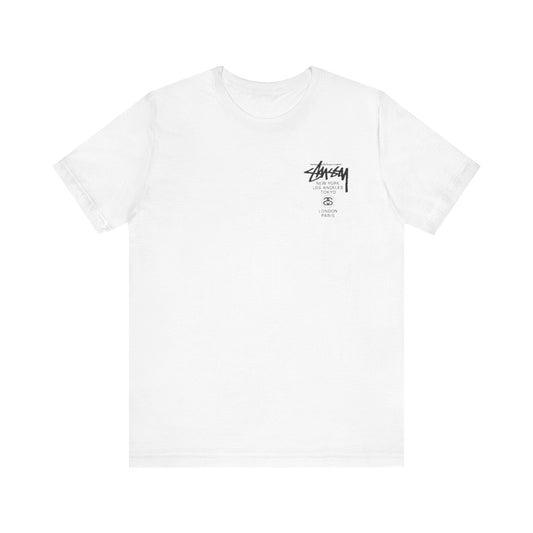 Stussy World Tour Tee , Unisex , Black and White